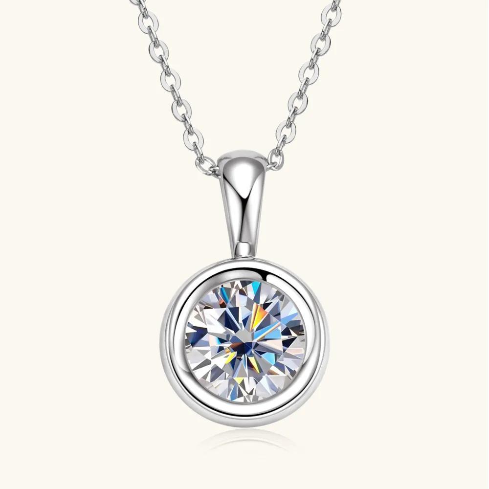 JoyceJelly 2ct Moissanit-Halskette für Frauen, S925-Sterlingsilber-Anhänger, Schlüsselbeinkette für Hochzeit, weiblicher Luxus-Halsschmuck – Detail 1