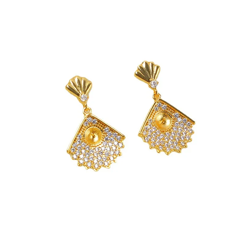 

4 шт. позолоченные медные основы E203 с серебряными штифтами S925 для жемчужных серег-гвоздиков, фурнитура для изготовления ювелирных изделий, аксессуары для DIY украшений