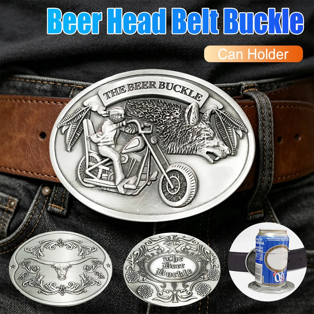 

Portable Bar Metal Beer Head Belt Buckle Outdoor Metal Beer Head Belt Funny Bottle Buckle for Outdoor Camping Can Holder