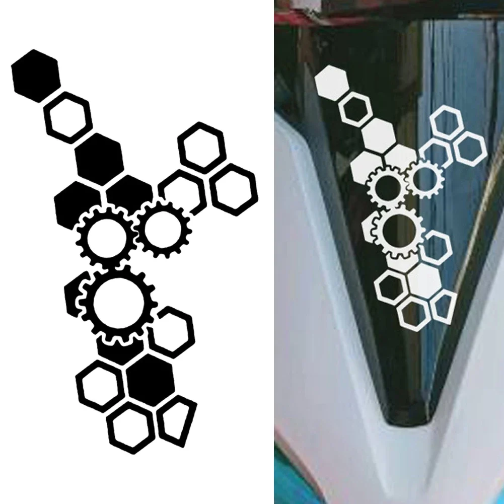 Motorcycle Front Face Stickers Modification Waterproof Honeycomb Gear Reflective Decal PET Decoration Universal