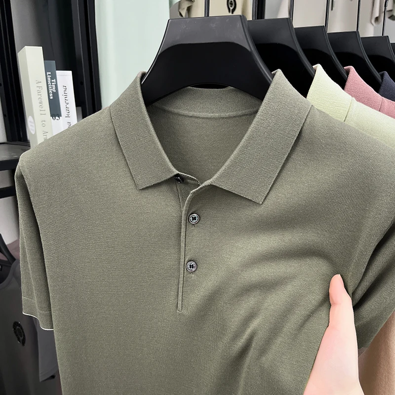 

High BrandLyocell Knitwear 2026 Summer Trendy Polo Shirt Breathable Mulberry Silk + Cotton Short Sleeve Knit T Shirts