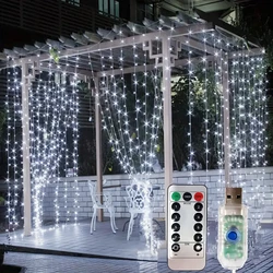 Rideau Lumineux LED avec USB et Télécommande, pour la Maison, le Mur, la Fenêtre, ixde Jardin, Mariage, Décorations de Noël, 8 Modes, 3/4/6m