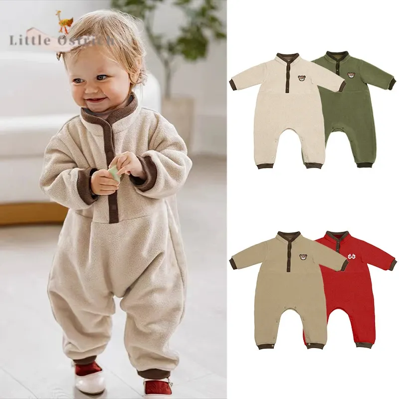 

Newborn Baby Girl Boy Polar Fleece Jumpsuit Spring Infant Toddler Child Long Sleeve Romper Casual Pullover Baby Clothes 3-18M