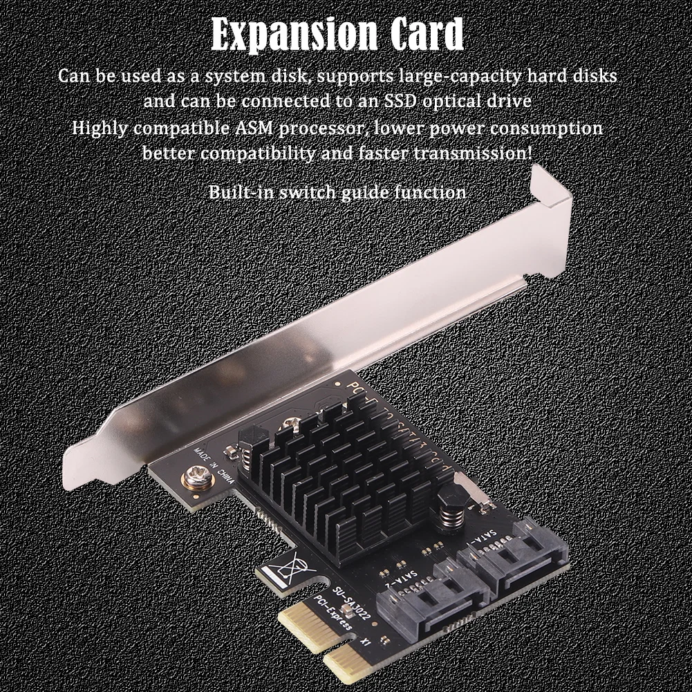 Tarjeta de expansión PCI-E Computadora de escritorio PCI-E 1x a SATA3.0 Tarjeta adaptadora PCI Express de 2 puertos Riser de 6 Gbps