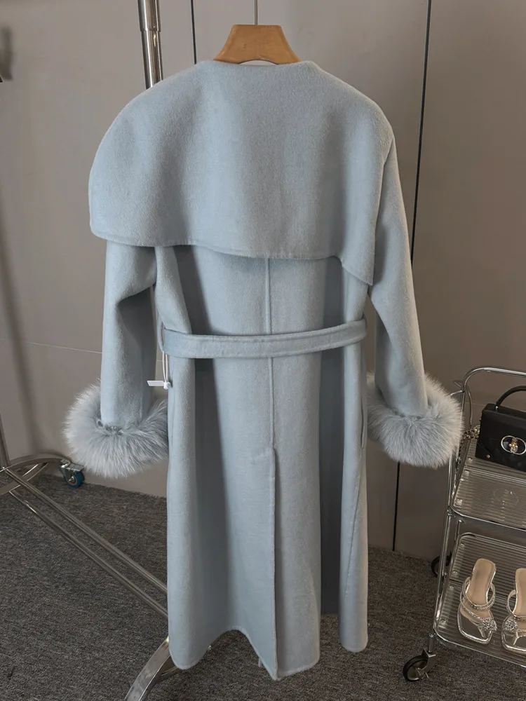 ZMEENNA 여성용 세련된 카멜 울 블렌드 롱 코트 루즈핏 노치 라펠 겨울 아우터 클래식 세련된 따뜻한 오버코트 ZM3340