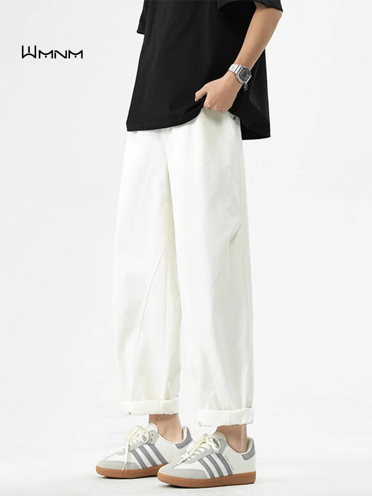 

White Straight Leg Loose Casual Pants Men Summer Trendy Brand Teenagers Harlan Pants Versatile Workwear Breathable Comfortable