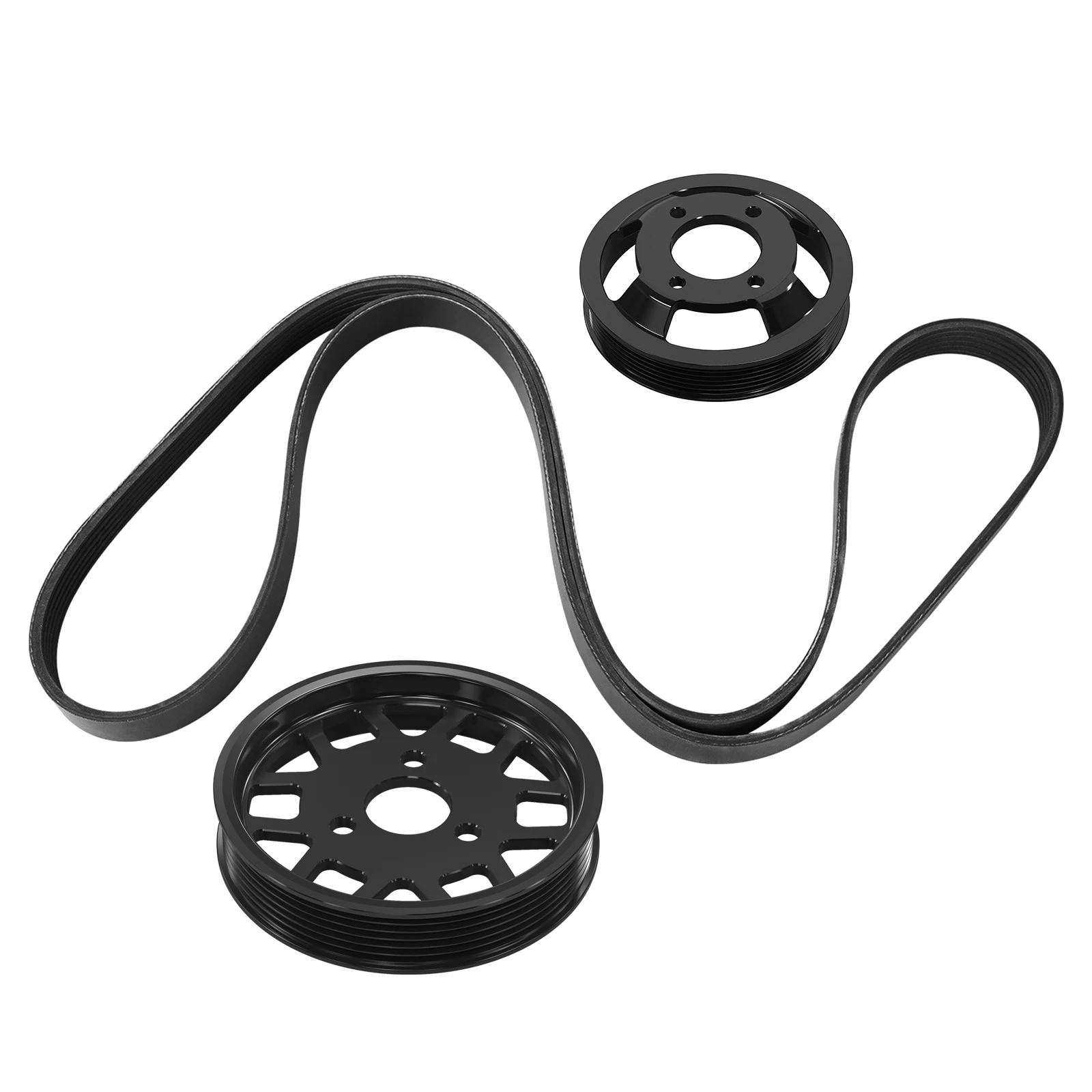BEVINSEE Aluminum Power Steering Pump Pulley & Water Pump Pulley for BMW M52TU/M54 E39 E46 E38, Replace for 11 51 1 436 590
