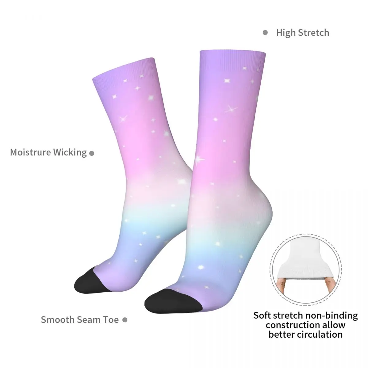 Kawaii Rainbow Magic Socks Harajuku Super Soft Stockings All Season Long Socks Accessories for Man's Woman's Birthday Present