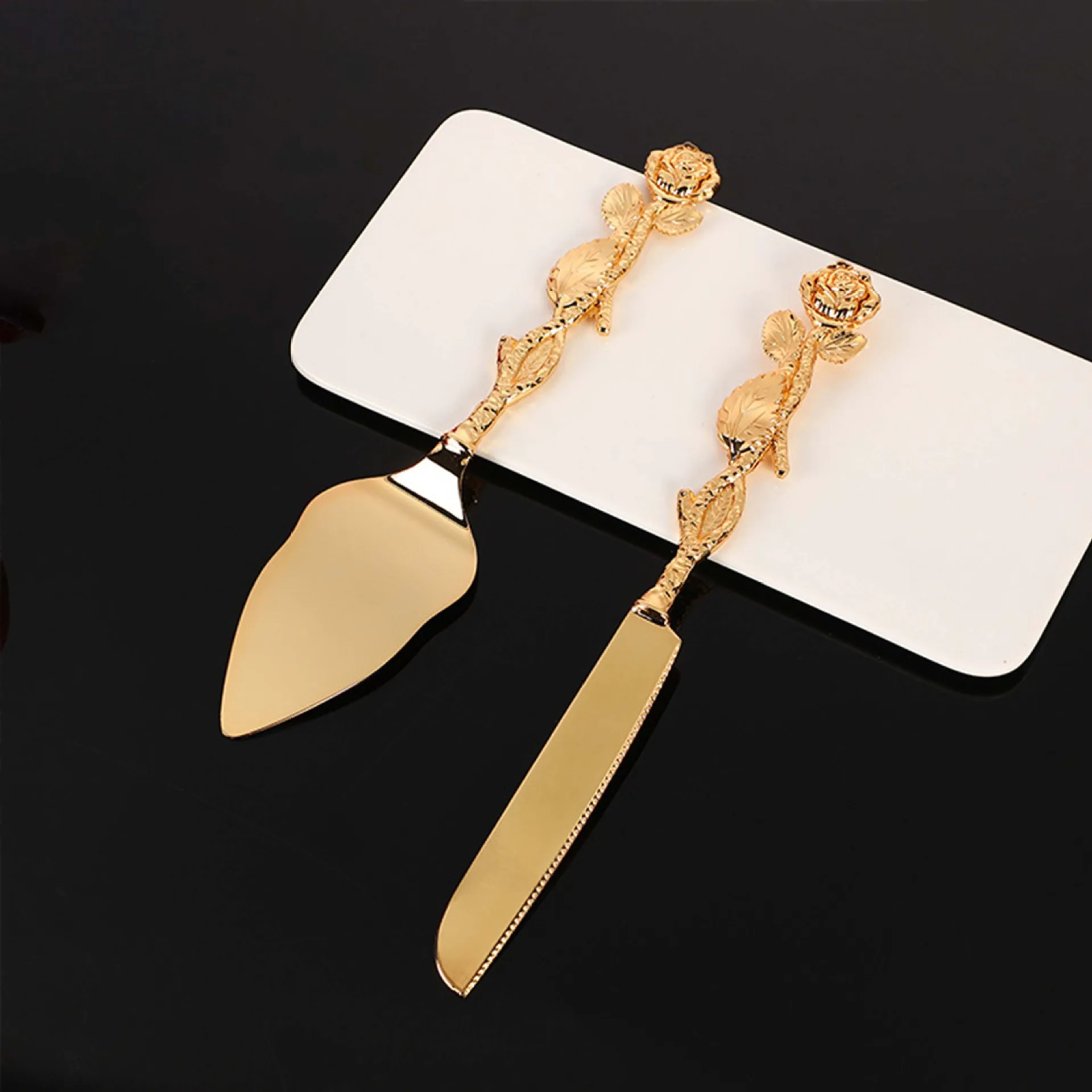 Cake knife shovel Western food tableware set Metal alloy wedding decorations Exquisite household set Rose knife shovel