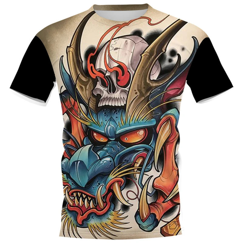 

Fashion Japanese Samurai Graphic T-shirt Summer Trendy Streetwear 3D Printed T-shirts For Kids Loose Breathable Mens Clothing