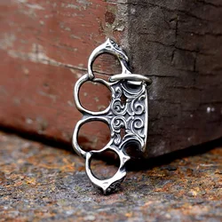 new Unique Design Stainless Steel metal brass knuckles charms Pendant For Men fashion Jewelry Gift free shipping