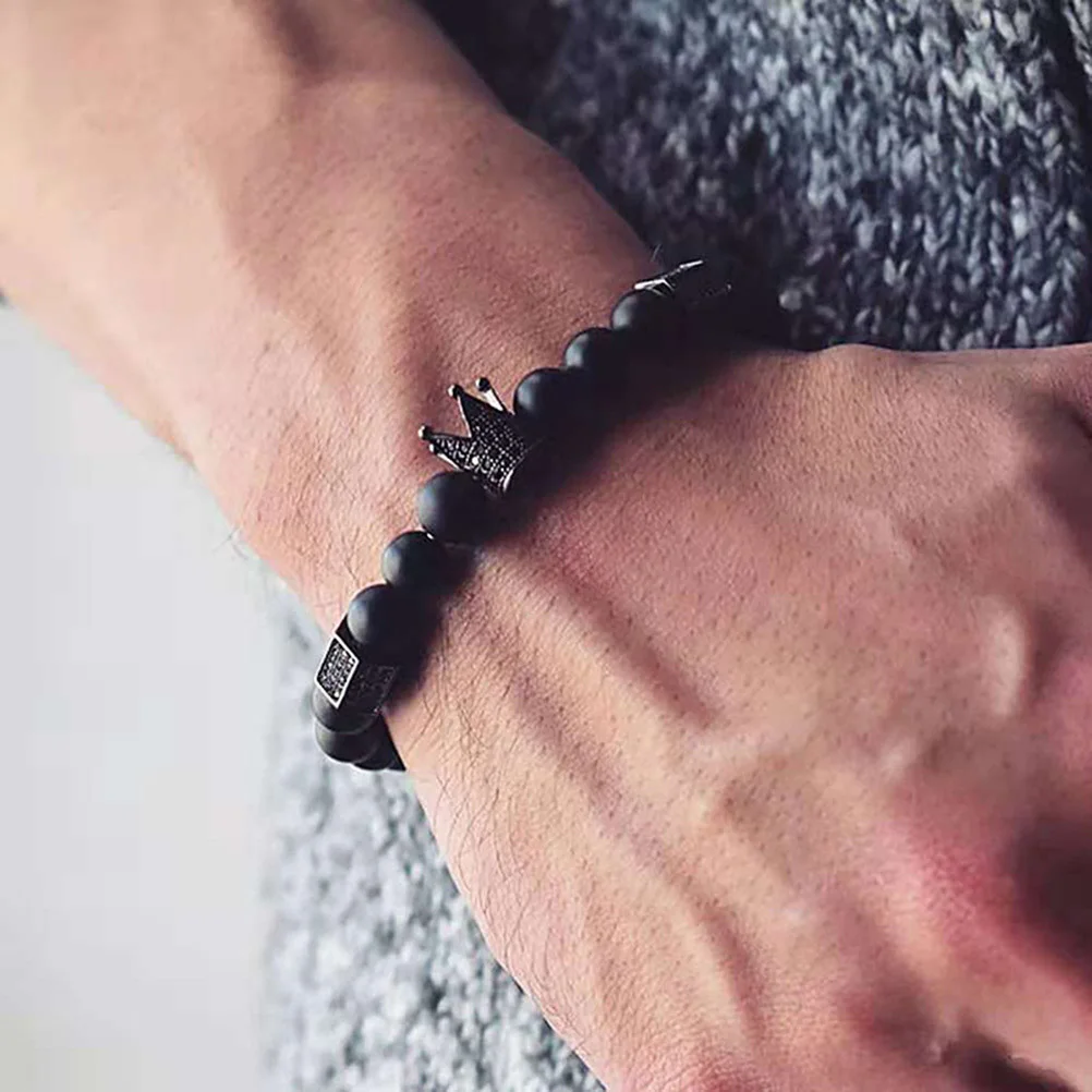 Bracciale a corona fatto a mano in lega di metallo nero Accessorio di moda fai-da-te per l'uso quotidiano, regalo di anniversario per feste