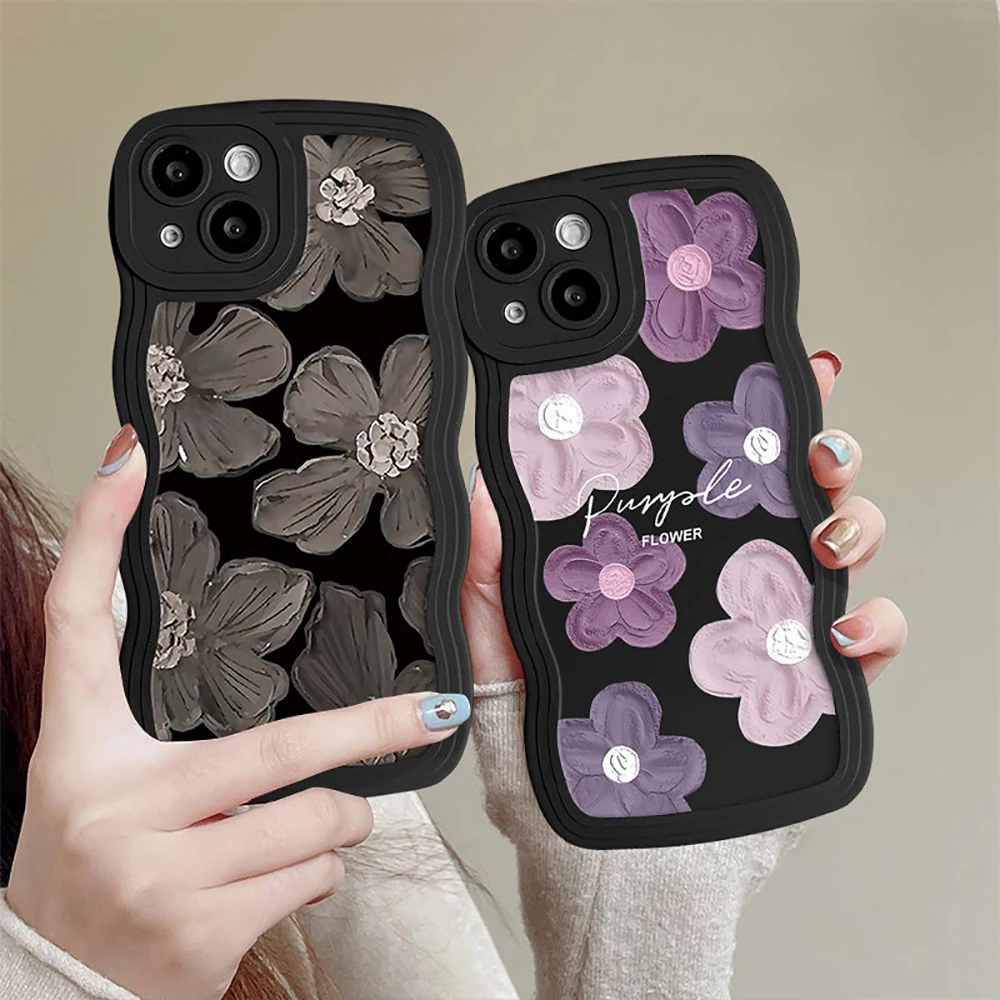 Cute Curly Wave Phone Case For iPhone 16 Pro Max Case iPhone 15 12 11 13 14 7 8 Plus X XR XS SE 2022 2020 Funda Shockproof Cover