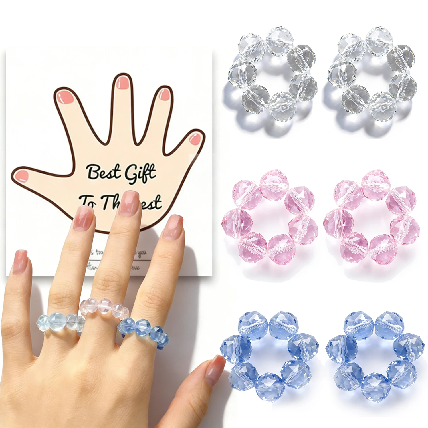 Confezione da 6 anelli colorati per agitarsi con perline appuntite, anelli sensoriali per alleviare lo stress, anelli per l'ansia da dito, giocattoli agitati calmanti, anello Massa