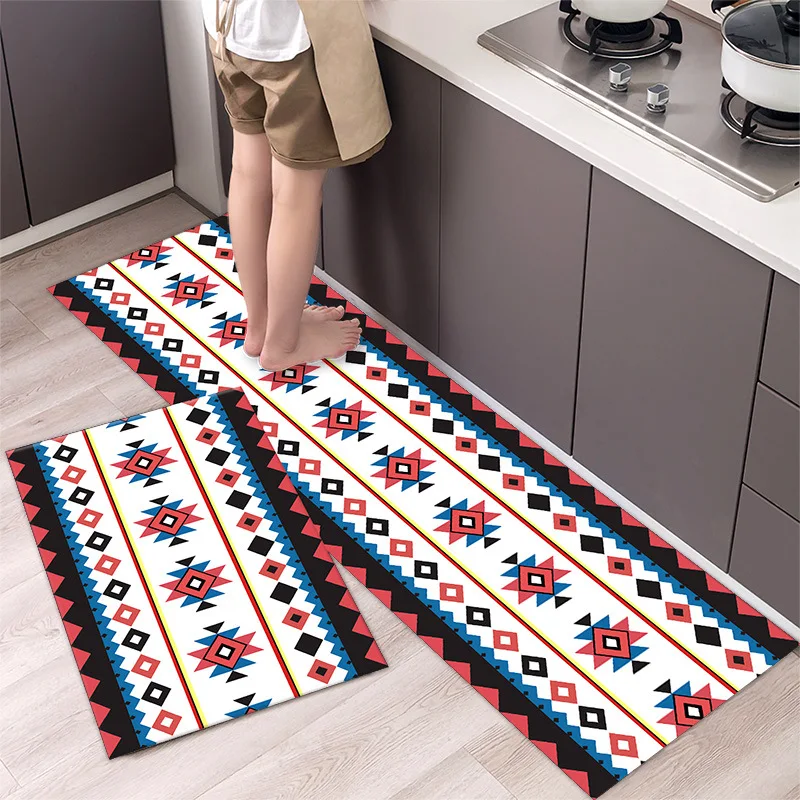 Alfombrilla de estilo étnico bohemio para cocina, alfombra antideslizante para pasillo, entrada, balcón y puerta