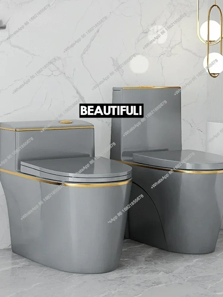 Z136Household Bathroom Light Luxury Gray Pumping Color Ceramic Siphon Personalized Creative Toilet Bowl