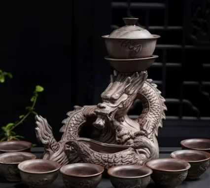 Creative lazy tea set, semi-automatic dragon teapot, magnetic rotating water-conducting tea set, Chinese Kung Fu tea set