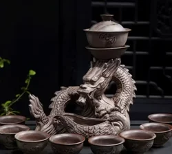 Creative lazy tea set, semi-automatic dragon teapot, magnetic rotating water-conducting tea set, Chinese Kung Fu tea set