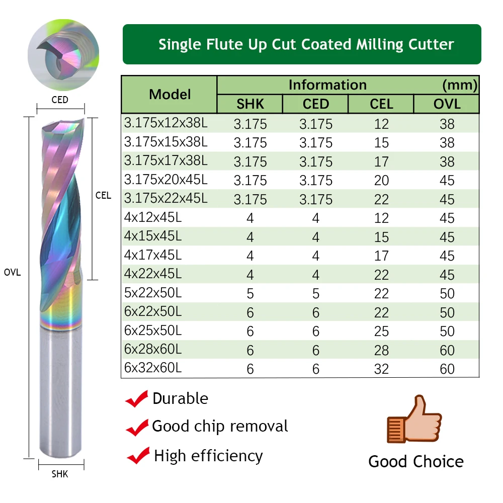 1pcs AAA DLC Up Cut CNC Bit 4/5/6mm Shank  Carbide End Mill for Wood Coated Milling Cutter Slotting Carving Engraving Bit