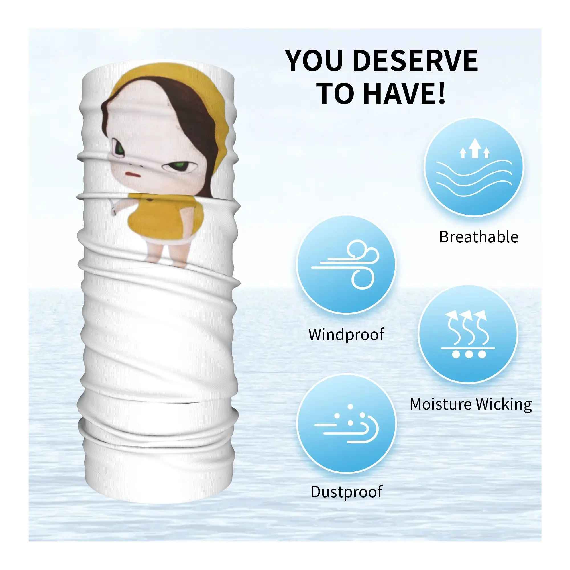 Yoshitomo Nara Bandana cuello polaina bufanda envolvente estampada pasamontañas multifunción deportes al aire libre para hombres mujeres adultos durante toda la temporada