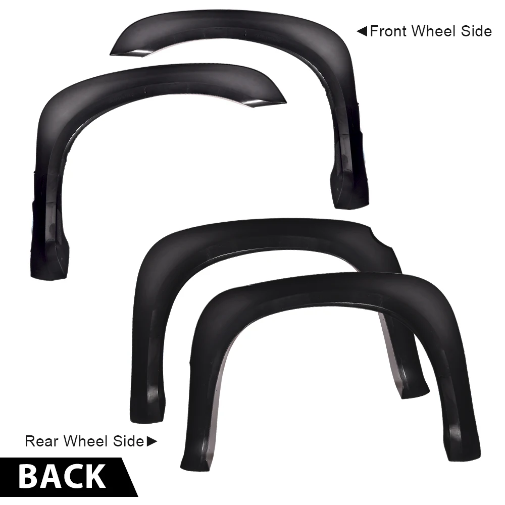 مشاعل الحاجز، مناسبة لـ Dodge Dakota Crew Cab Pickup 2005-2011، واقي غطاء العجلة الأسود الناعم 4 قطع... #5