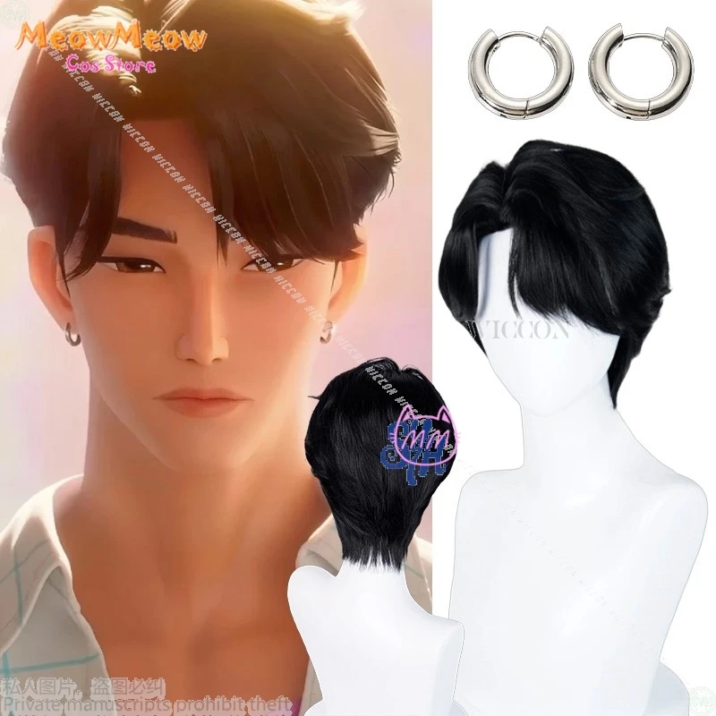 

Аниме Kpop Demon Косплей Saja Boys Jinu Hair Черные короткие парики Термостойкие парики из синтетических волос + шапочка для парика Хэллоуин Рождество