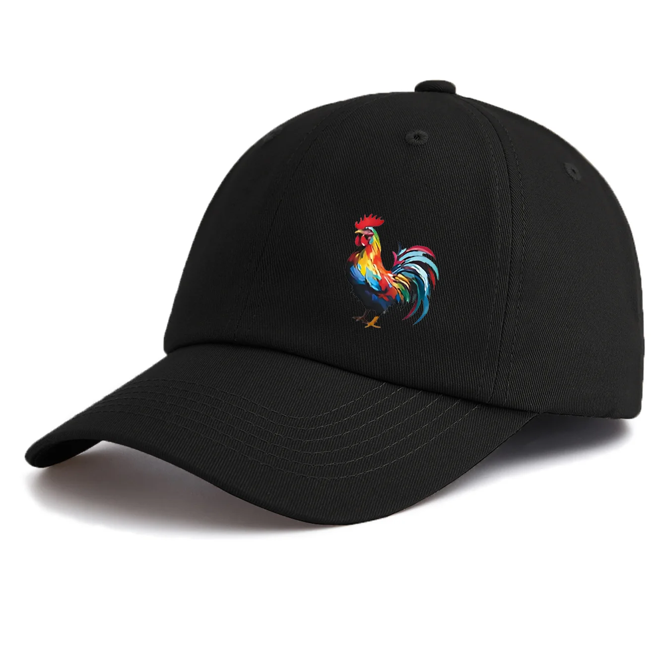 1PS Colorful Rooster Printed Baseball Cap Multi-color Classic Farm Animal Sun Hat Vintage Cock Gorras Beige Dad Hat view 4