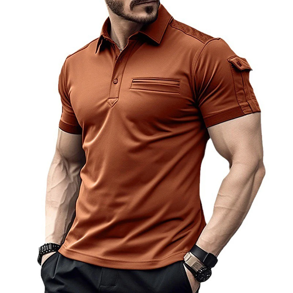 T-Shirt Shirt Fashion Lapel Neck Men Short Sleeve Solid Color Stylish Top Breathable Casual Comfortable Brand New