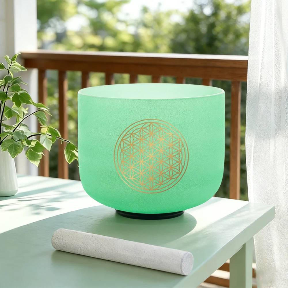 

Hye-eun Life of Flower Design 8inch 528hz C note Frosted Crystal Singing Bowl Meditation Sound Chakra Bowls Musical Instruments