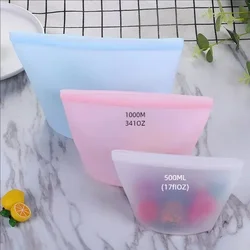 1PC Silicone Food Storage Bag Reusable Stand  Zip Bag Leakproof Containers Fresh  Food Fresh Wrap Ziplock  Bolsas De Plastico