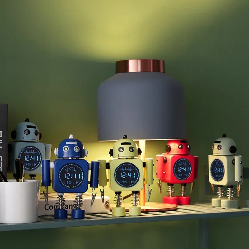 Jam Alarm Digital Robot Multifungsi Jam Meja Tempat Memo Kamar Tidur Siswa Laki-laki dan Perempuan Tampilan Suhu LED manuf