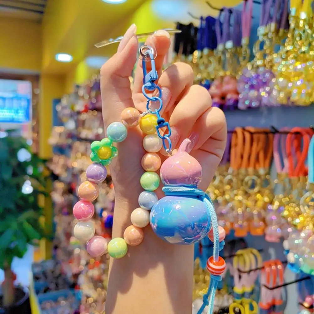 Style Keychain Macaron Color Beads Keychain Portable Anti-lost Mobile Phone Chain Gourd Design Bag Hanger Backpack Accessory