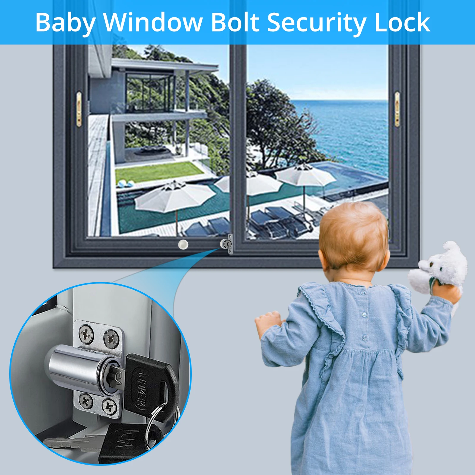 Proster 4Pcs Sliding Patio Door Catches Set Window Bolt Security Lock Black Sliding Patio Door Catch Child Safety Lock