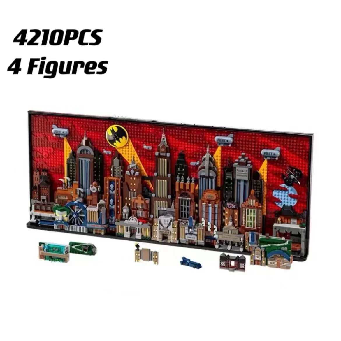 A Série Animada Gotha City Skyline Building Block Model, Compatível Montagem Brinquedos de tijolo, Presente para menino, Em estoque, 76271, Novo, 2024