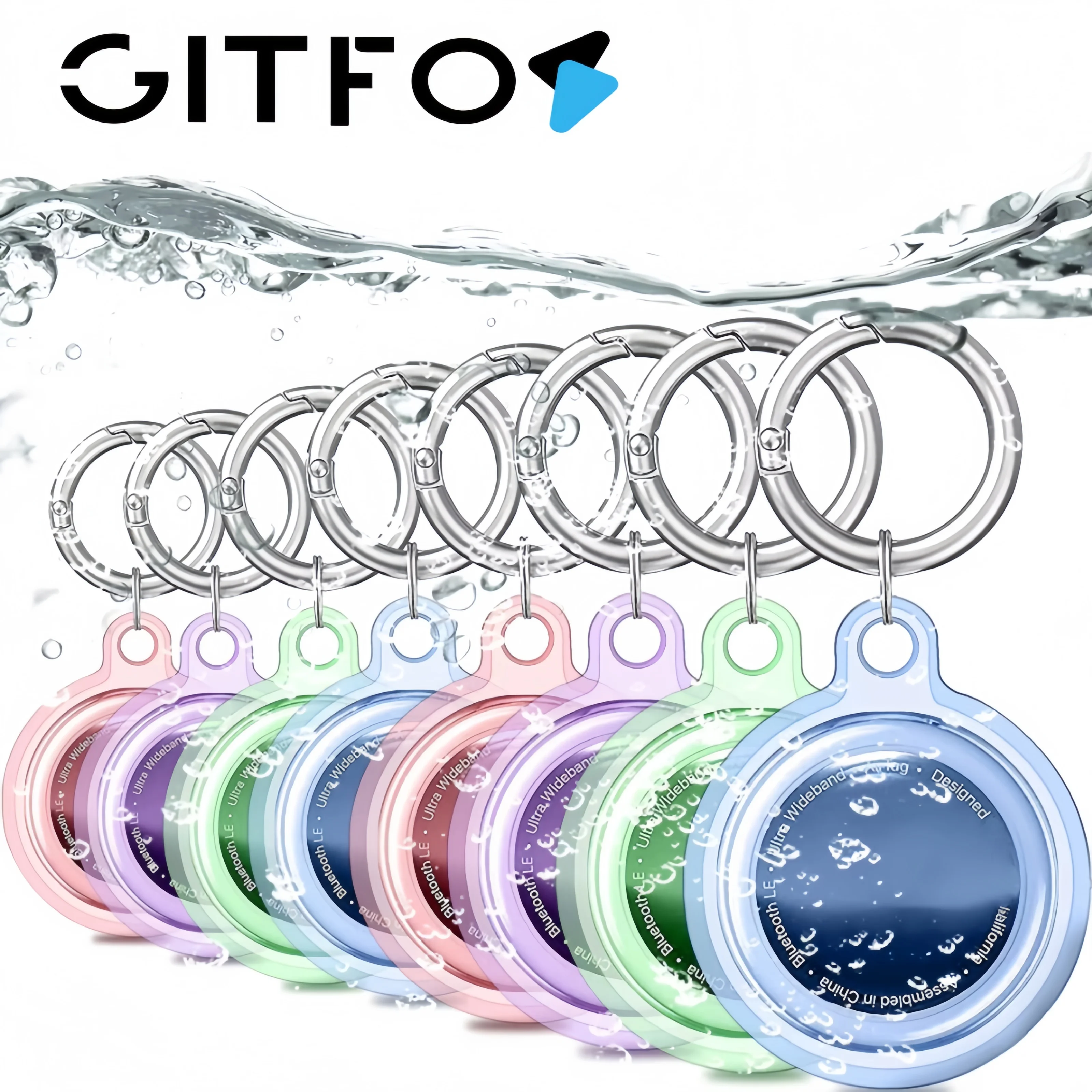 Waterproof Case for AirTag Holder Keychain, TPU Protective Cover for Apple Air Tag Tracker, Anti-Lost, Keys Dog Collar Suitcases