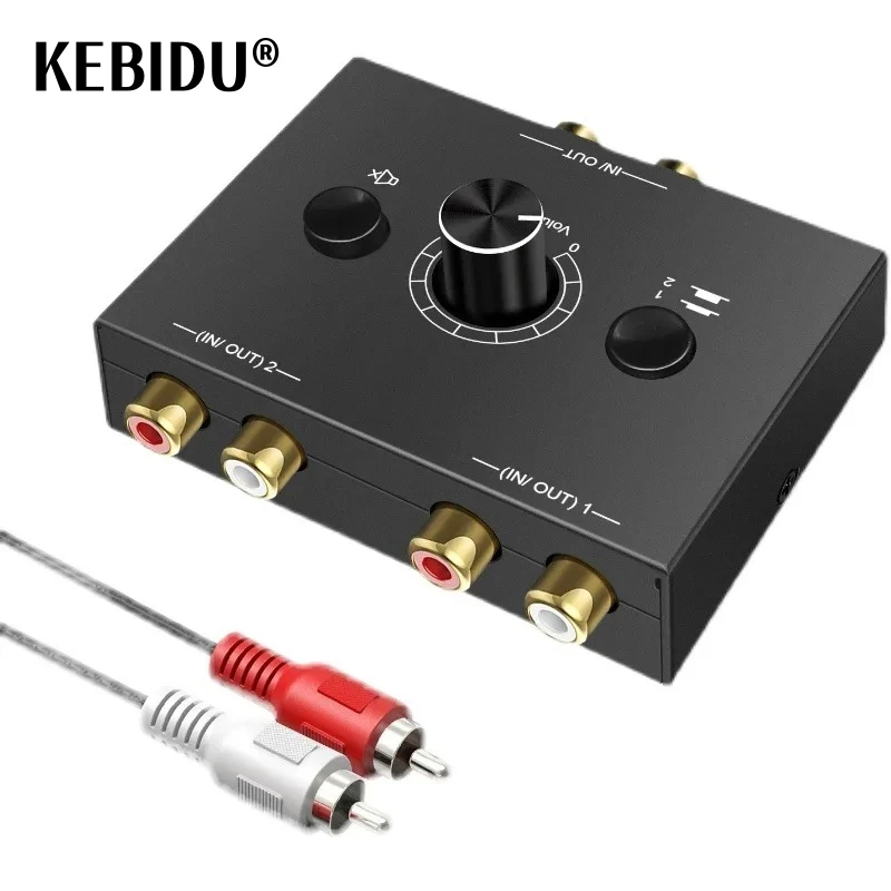 Audio Switcher Splitter Bi-Directional Audio Switcher With Mute Button 2x1 / 1x2 L / R RCA Stereo Audio Switch Audio Splitter
