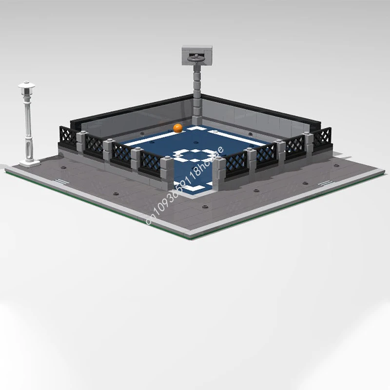 

407 шт. MOC уличная баскетбольная площадка, модульная совместимая модель здания, блоки, сборка кирпича, детские развивающие игрушки, рождественские подарки