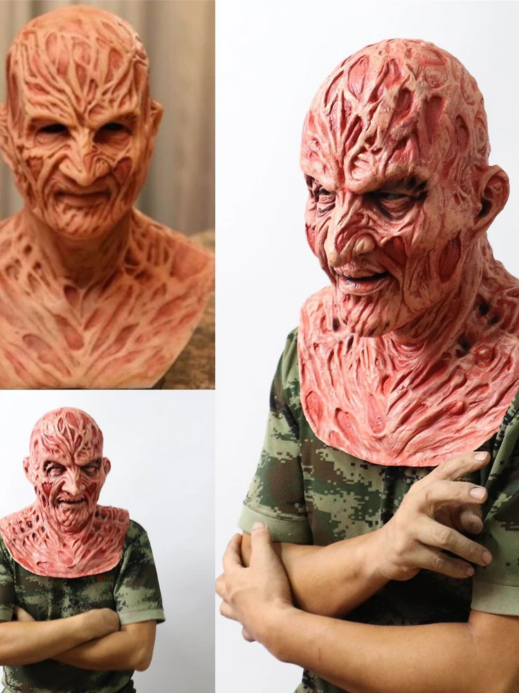

Freddy Krueger Full Face Cosplay Mask Horror Latex Headgear for Halloween Nightmare on Elm Street Party Costume Accessory