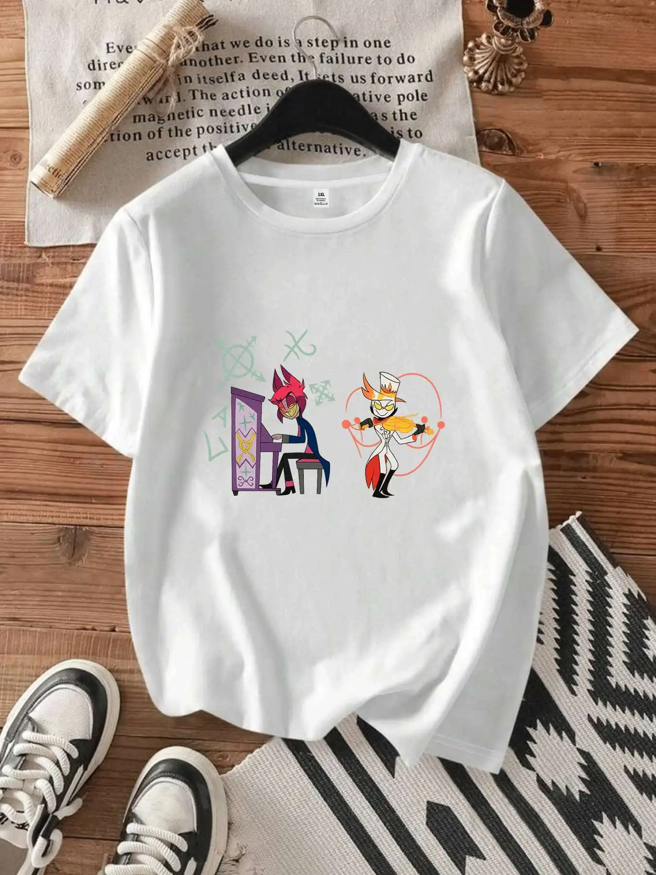 

【1142629】Женская футболка больших размеров с круглым вырезом и короткими рукавами, эластичными полурукавами и модными принтами