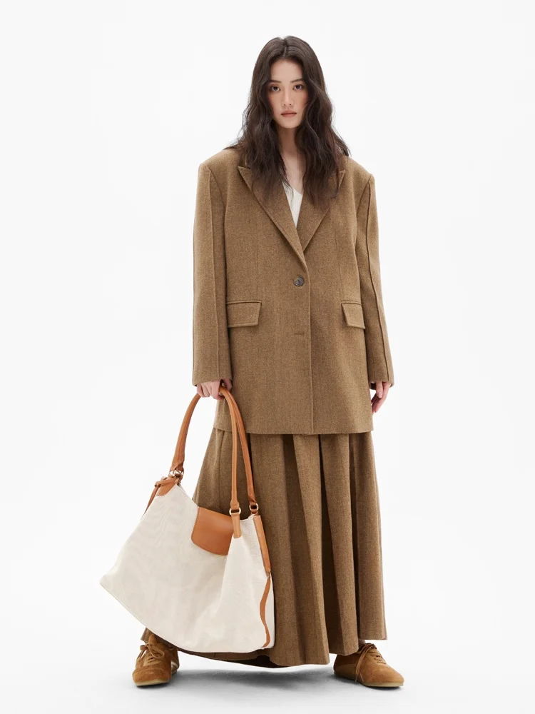 

Костюм LION: осенне-зимний модный комплект из шерстяного пиджака и юбки, элегантный профессиональный костюм-двойка