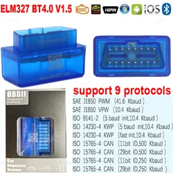 ELM327 V1.5 bluetooth V4.0 OBD2 Scanner Support 9 Protocols for iPhone IOS/Android Auto OBDII ELM327 Code Reader Diagnostic Tool