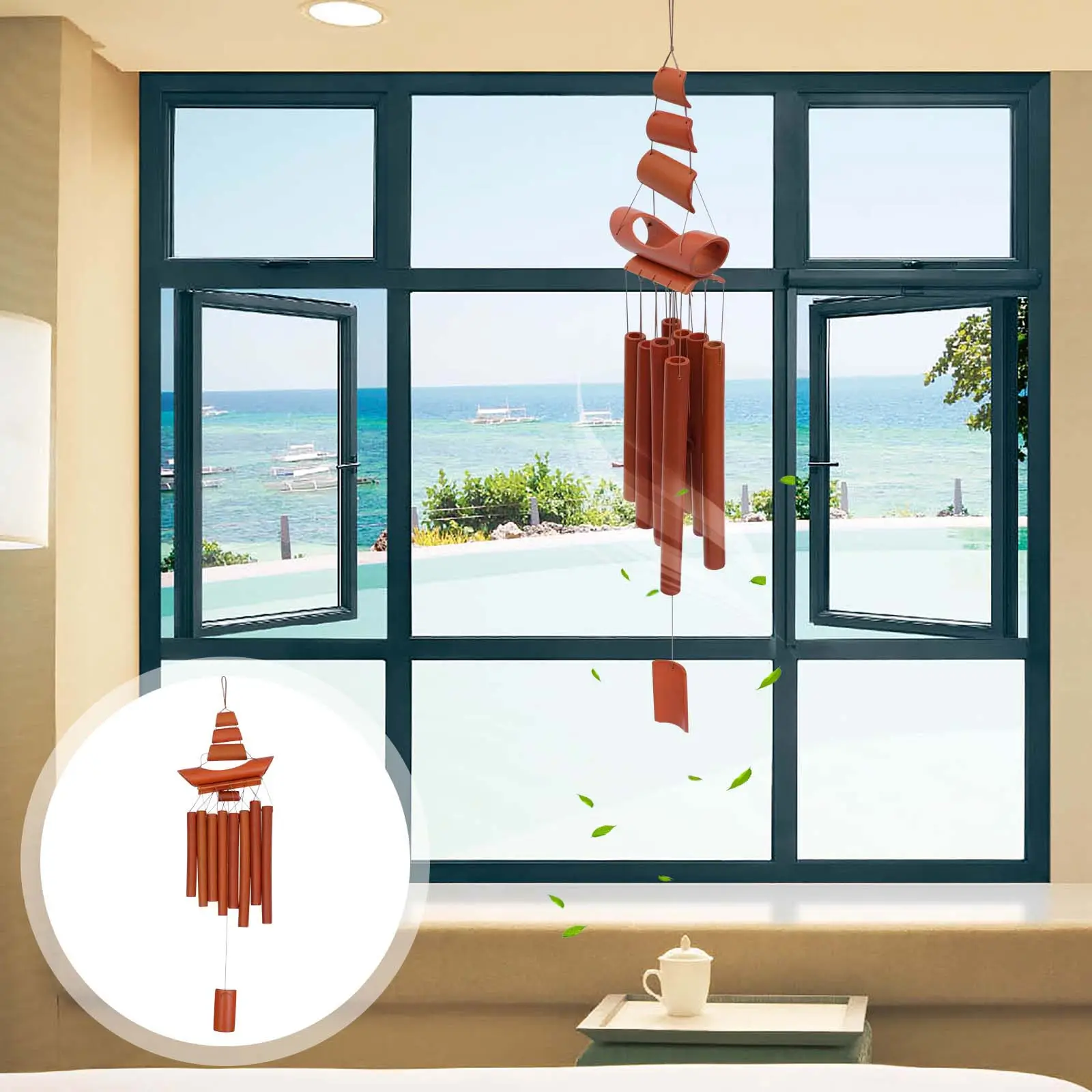 Bamboo Wind Chime Decor for Indoor Outdoor Use Warm Atmosphere Stress Relieving Melody Home Garden Balcony Kids Room