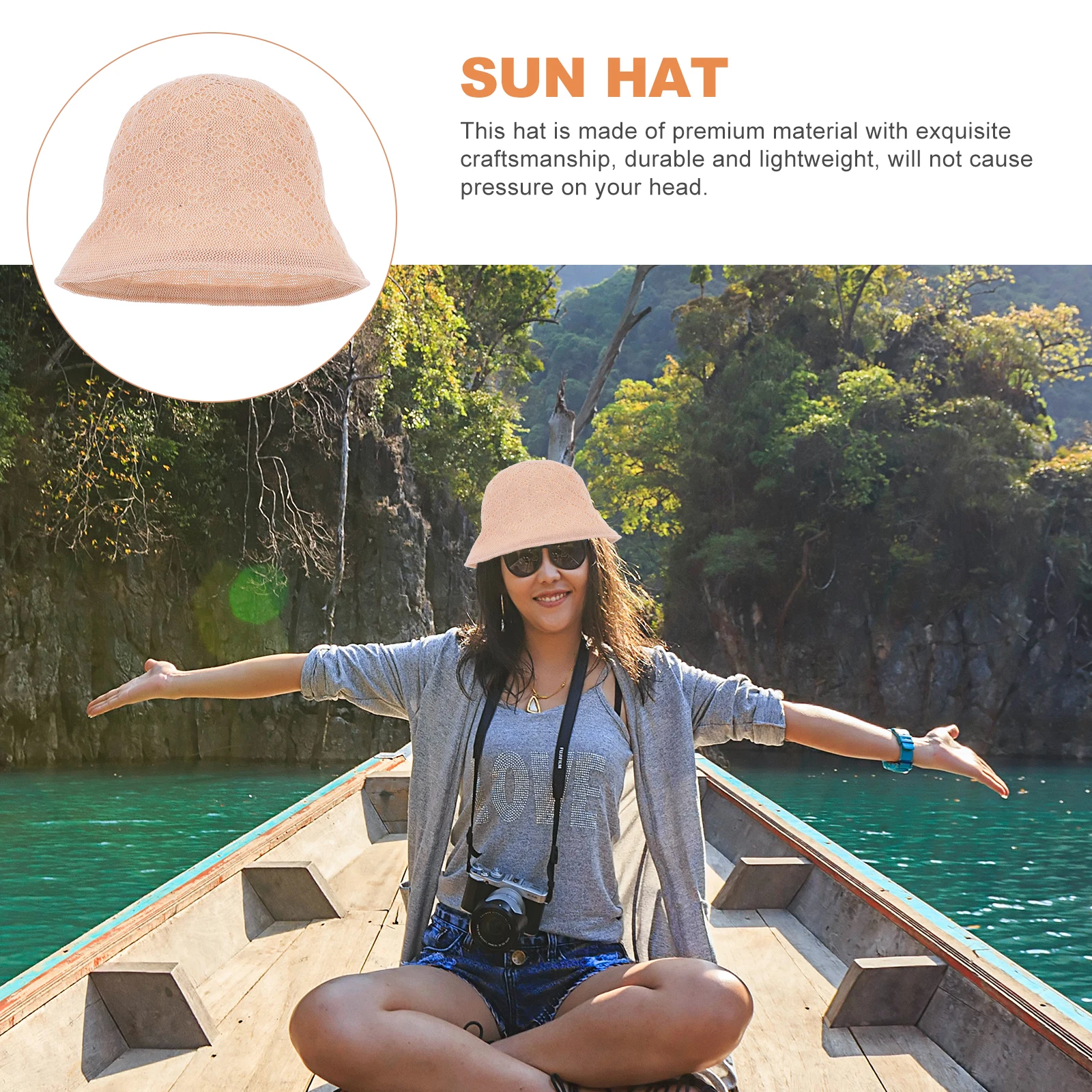 

Lace Up Fisherman Hat Women Large Brim Sunscreen Breathable Outdoor Fashion Hats Matching Clothing Soft Comfortable