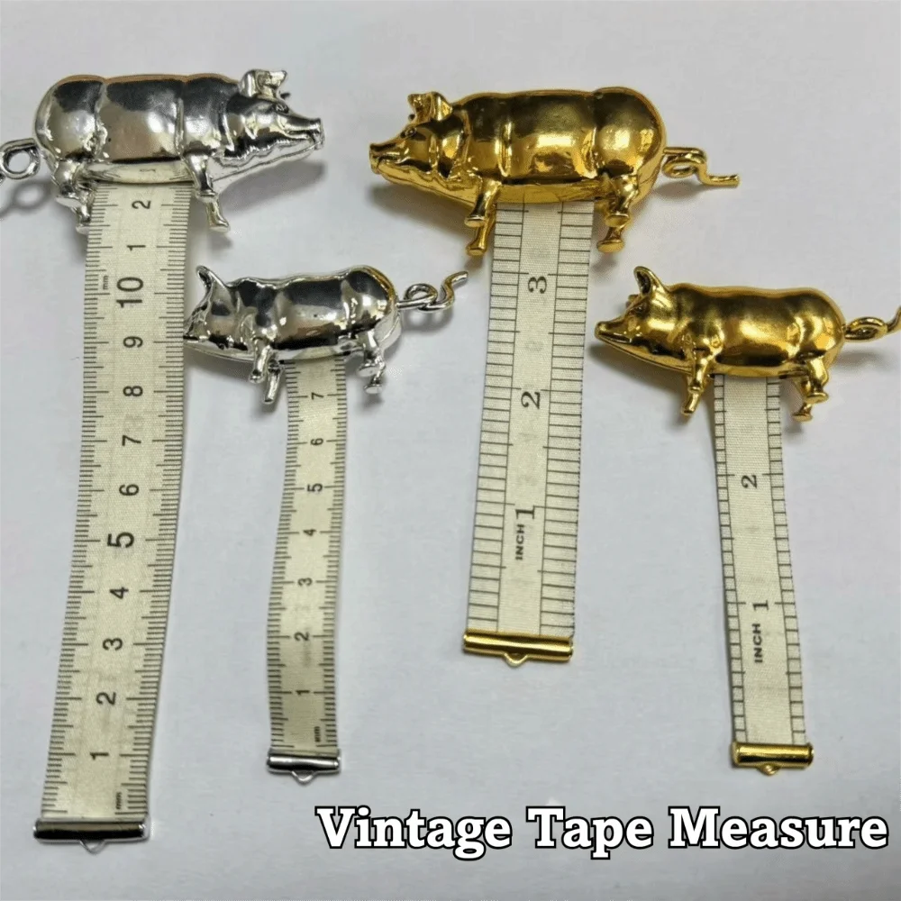 Antique-Style Mini Tape Measure Retractable Pocket Size Pig Measuring Tool Vintage Metal Decorative Soft Sewing Ruler For DIY