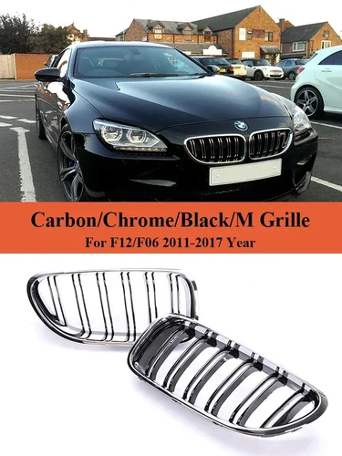 Imagen 1 del producto Cubierta de rejilla inferior para BMW, accesorio de Color negro cromado, para modelos Serie 6, F12, F13, F06, años 2011 a 2017, M6