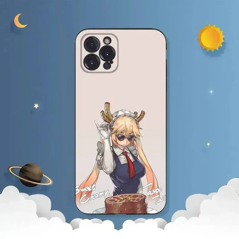 Kobayashi Maid Dragon Phone Case For iPhone 11 12 Mini 13 14 15 PRO XS MAX X XR 6 7 8 Plus Black Shell