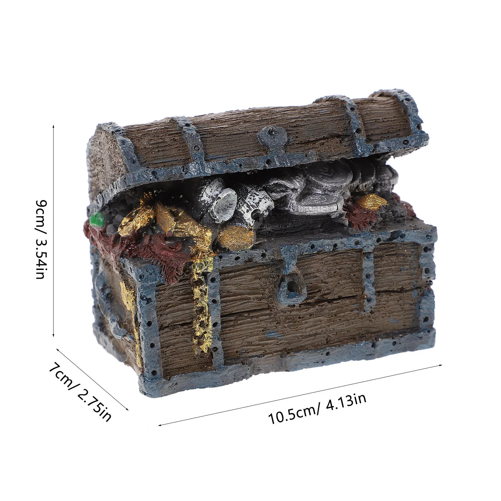 Resin Aquarium Treasure Chest Fish Tank Decoration – Underwater Landscape Ornament, Natural Look, Fade-Resistant
