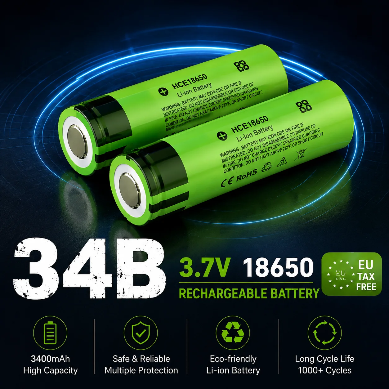 Wiederaufladbare NCR18650B 34B 18650 Batterie 3,7 V 3400 mAh 20 A Lithiumzellen, geeignet für Kamera, elektrischer Schraubendreher, Kinderspielzeug, Auto, Taschenlampe