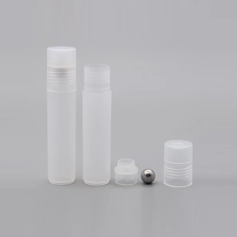 Mini 5ml/10ml puste perfumy Roll Roller Ball butelka na plastikowych płynach ze stali nierdzewnej pojemnik na olej wielokrotnego napełniania narzędzia 5 sztuk