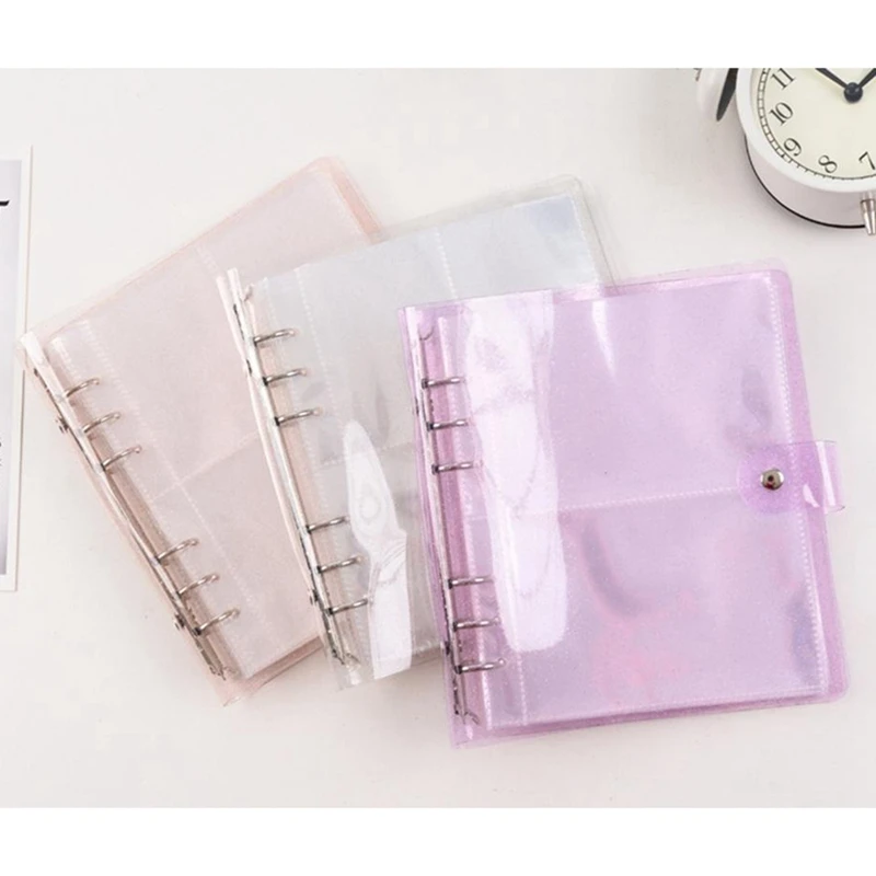 6 Holes Loose-Ring Binder With 200 Pockets PVC Portable Photo Album Transparent Album